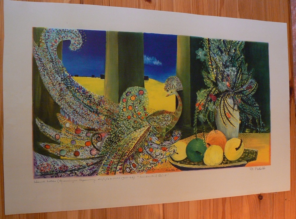 Michael Podulke (1922-1988)  -- Kleurenlitho "Enchanted Bird" verkocht voor € 61!