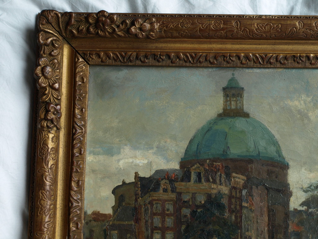 David Schulman : Olieverf op doek â��Stadsgezicht Amsterdamâ��gesigneerd & ingelijst kopen? Bied vanaf 500!