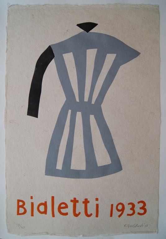 Klaas Gubbels houtdruk 'Bialetti' uit 2010 kopen? Bied vanaf 425!