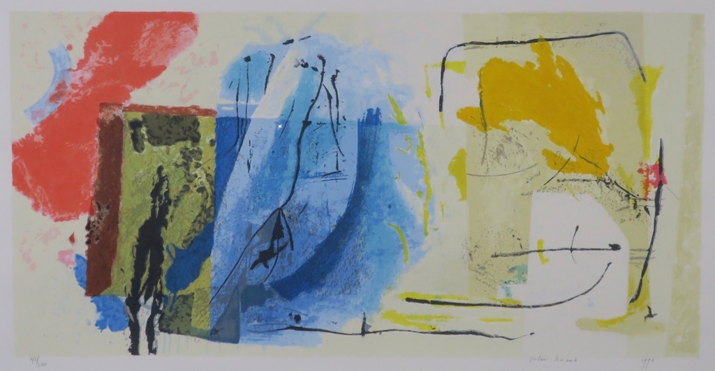Peter Schenk: Zeefdruk, Three elements, Blue moon II - Ingelijst kopen? Bied vanaf 35!