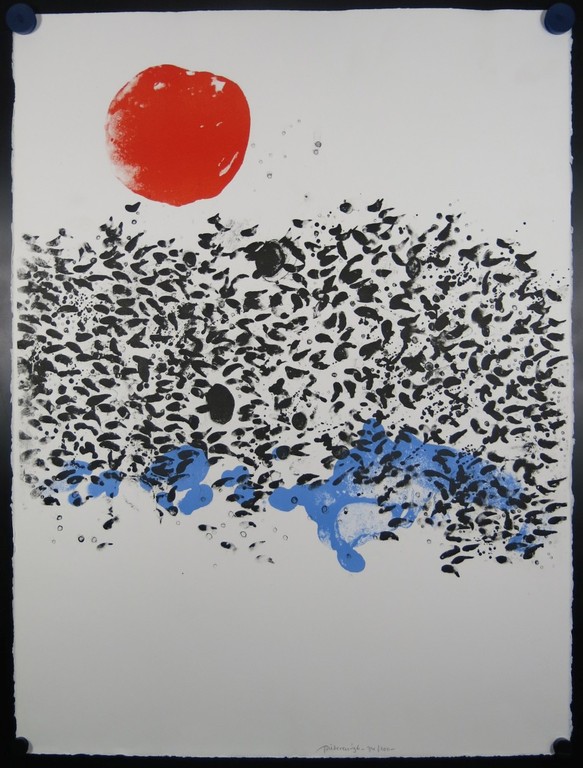 Jef Diederen: Litho, Zonder titel (rode zon) verkocht voor € 130!