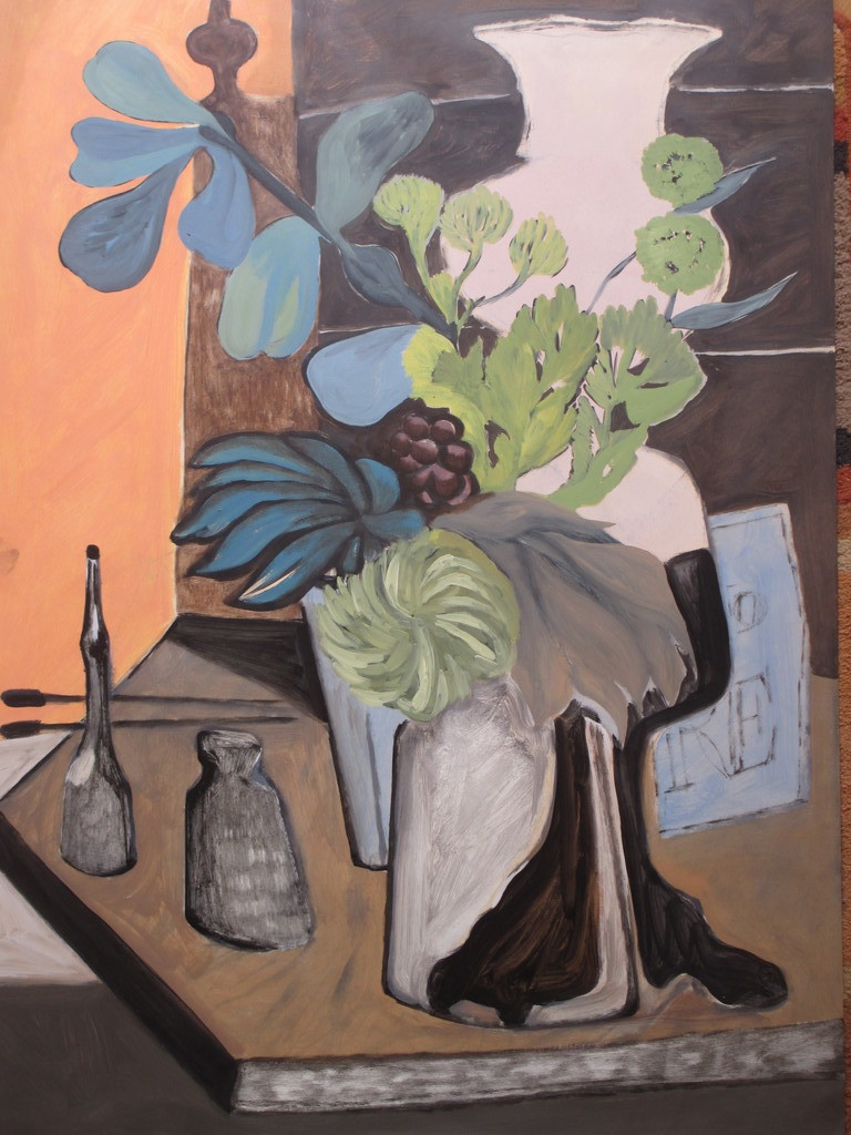 Dick Elffers, Stilleven met bloemen op tafel, Olie op papier kopen? Bied vanaf 100!