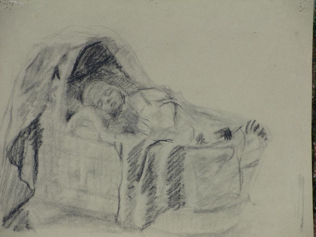 W.F.A.I.Vaarzon Morel, Baby in wieg, Tekening verkocht voor € 60!