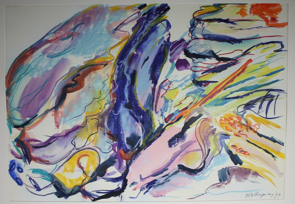 Elly Slingenberg Abstract- Acryl op papier, gesigneerd 1979 kopen? Bied vanaf 30!