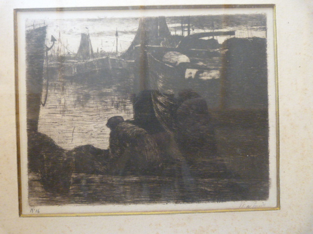 Willem de Zwart  ( 1862 - 1931 )  -  ets  -  Boats. kopen? Bied vanaf 60!