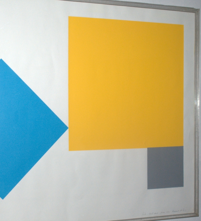 GROOT GESCHILDERD ABSTRACT WERK IN PERSPEX LIJST DOOR FRANS VAN BOMMEL verkocht voor € 75!