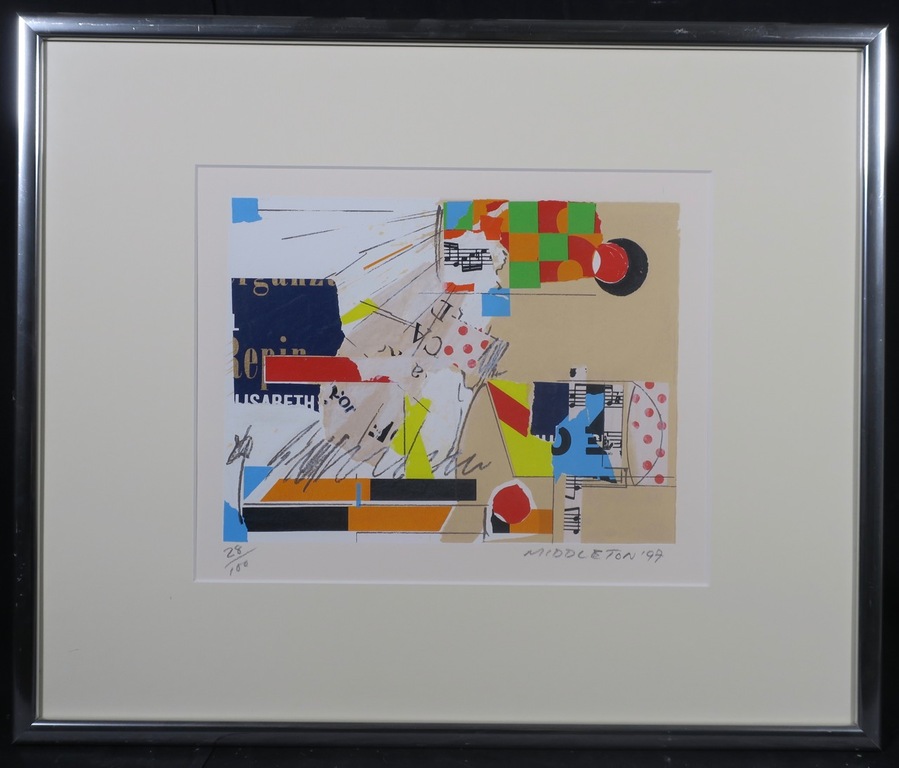 Sam Middleton: Zeefdruk, Composition III - Ingelijst verkocht voor € 40!