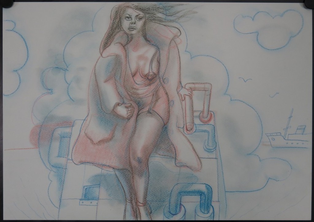 Bart van Hoek: Twee tekeningen, Kapotte stoel en Vrouw stapt uit boot kopen? Bied vanaf 1!