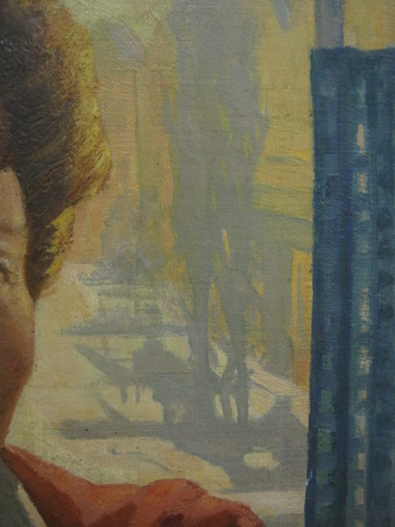 Toon Pluijmers 1944 olieverf "vrouw voor raam Hemonystraat Amsterdam"  kopen? Bied vanaf 1!