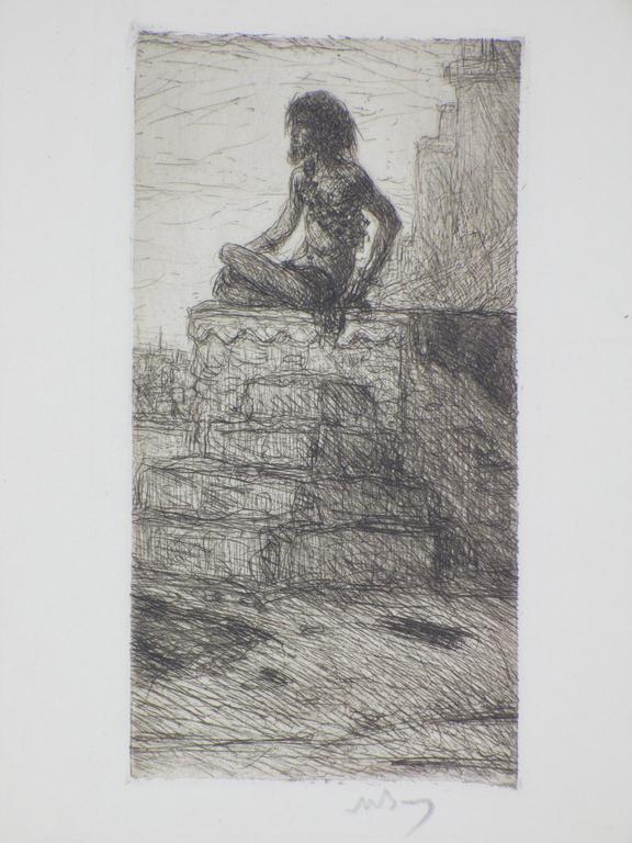 Marius Bauer, Een fakir te Benares, Ets 1926 verkocht voor € 70!
