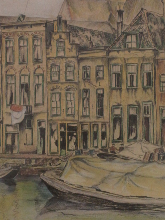 Jan v Herwijnen aquarel/tekening  Haarlem Spaarne 1925 gesigneerd  kopen? Bied vanaf 1!
