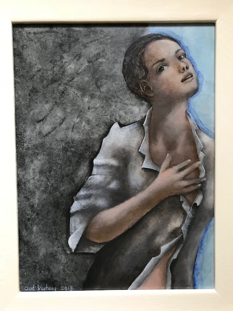 Aat verhoog, olie op schildersboard, zonder titel verkocht voor € 260!