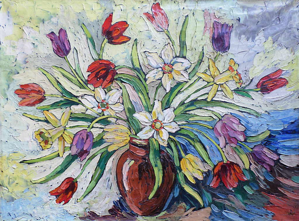 Bernard Klene - Bloemstilleven, olieverf op doek verkocht voor € 135!