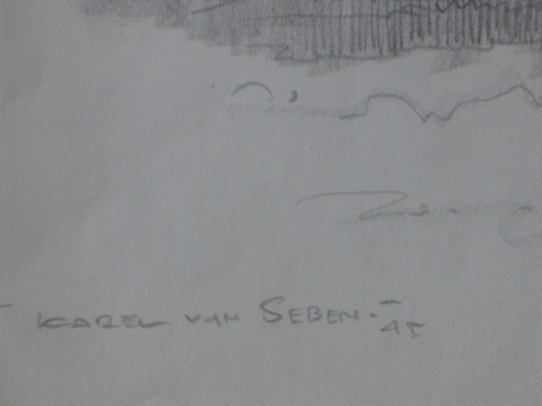 Karel van Seben, Up den diek, Tekening 1945 kopen? Bied vanaf 1!