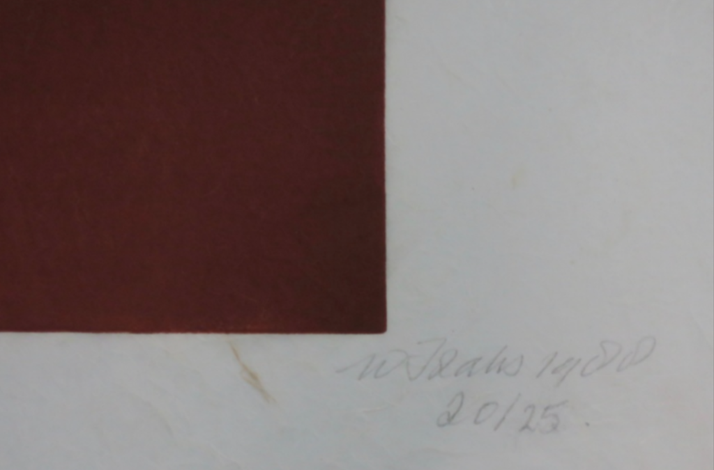 Wim Izaks: Lino op rijstpapier, Zonder titel (rood) kopen? Bied vanaf 1!