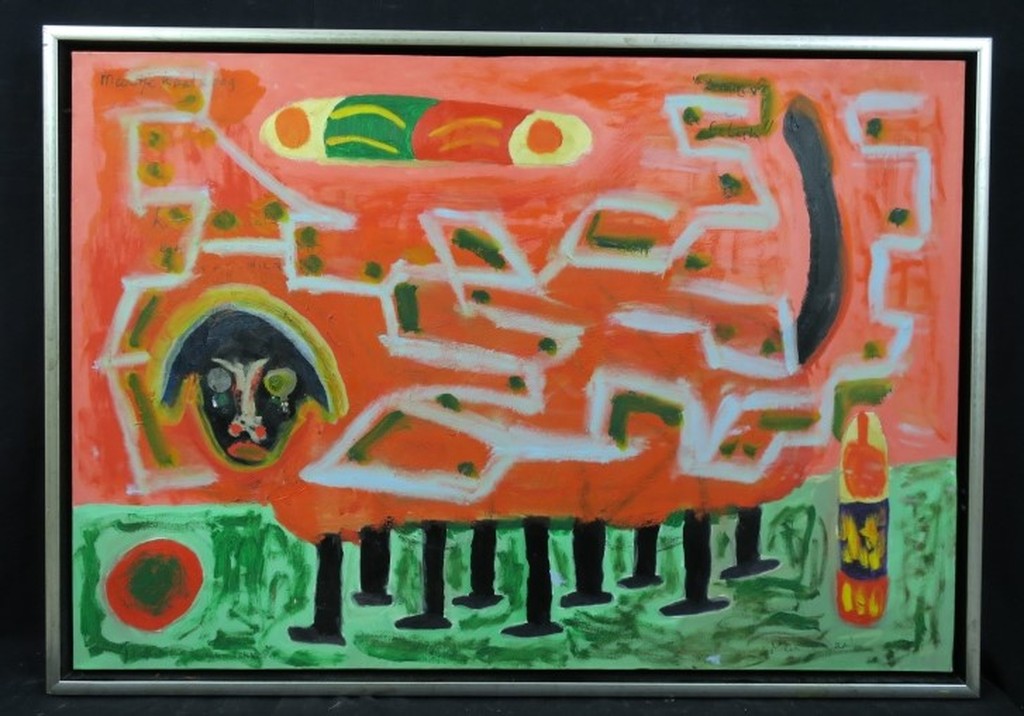 Meertje Kaal: Acryl en Olieverf op doek, Foute, maar tevreden tekkel - Ingelijst kopen? Bied vanaf 1!