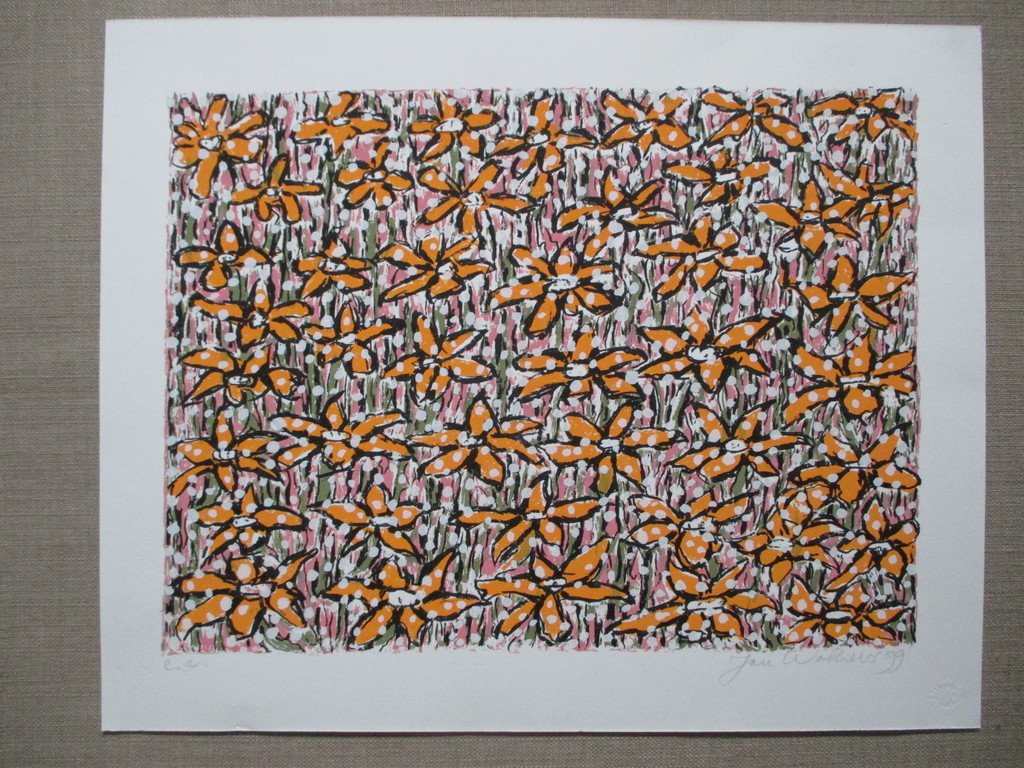 Jan Wolkers, zeefdruk 1999 "Bloei in de sneeuw" kopen? Bied vanaf 200!