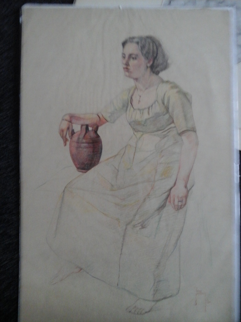 Joop van den Berg (1897-1985) Aquarel 1936 (48x38) Vrouw met kruik kopen? Bied vanaf 10!