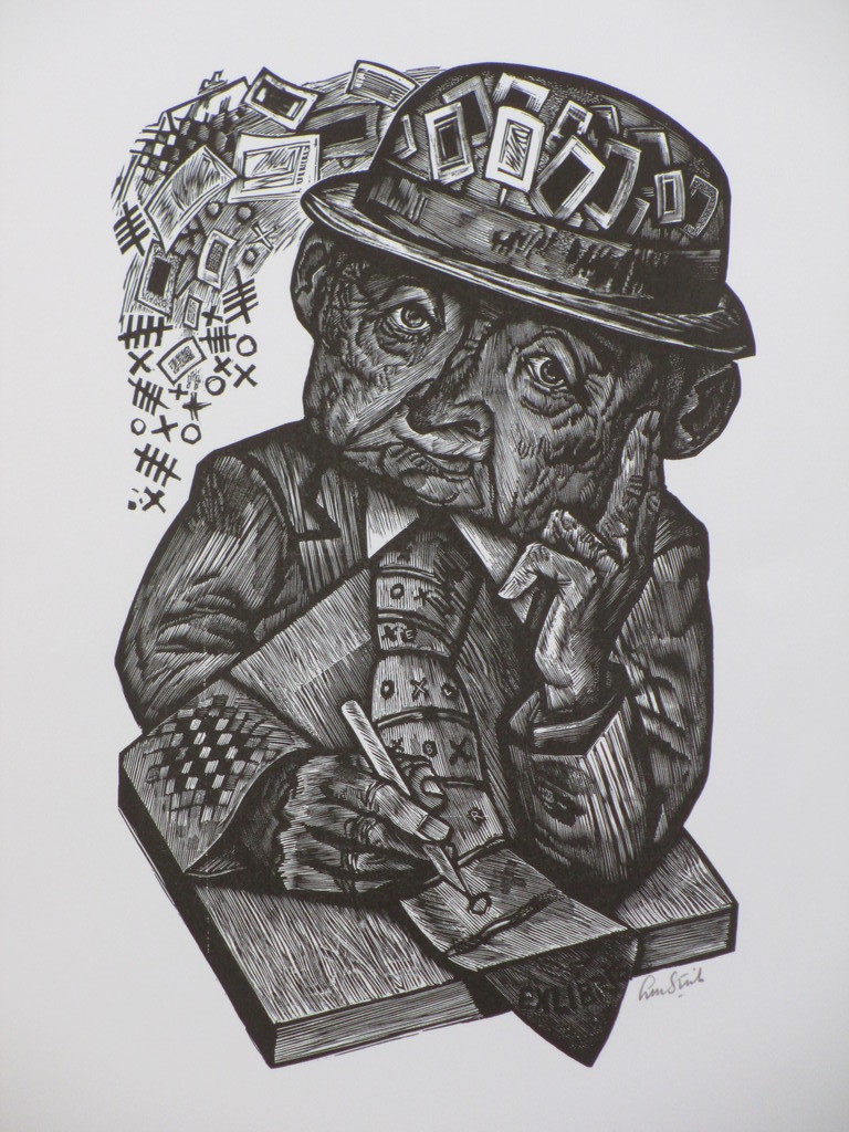 Lou Strik, De Verzamelaar, Houtgravure kopen? Bied vanaf 1!