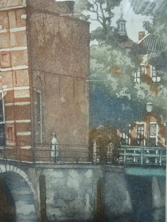 H.E. Roodenburg ( 1895 - 1987 ) - kleurets - Het Huis aan de Drie Grachten.  kopen? Bied vanaf 1!