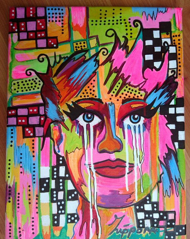 Tears of joy  Acryl op kwaliteits linnen 30/40 cm verkocht voor € 40!