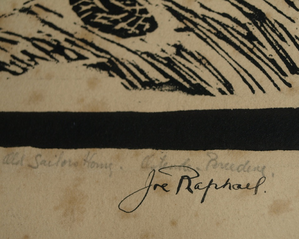 Joseph Raphael : Houtsnede, Old Sailors at the Pavilion in the Dunes – 1927 kopen? Bied vanaf 1!