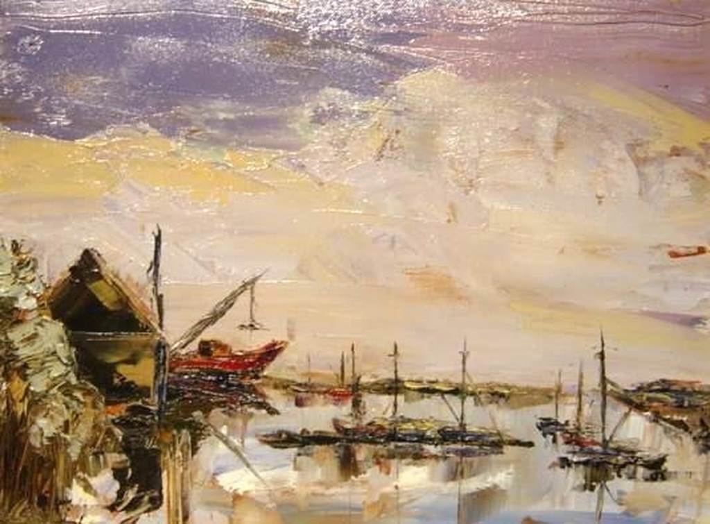 Lydia de Loos, gezicht op een scheepswerf kopen? Bied vanaf 150!
