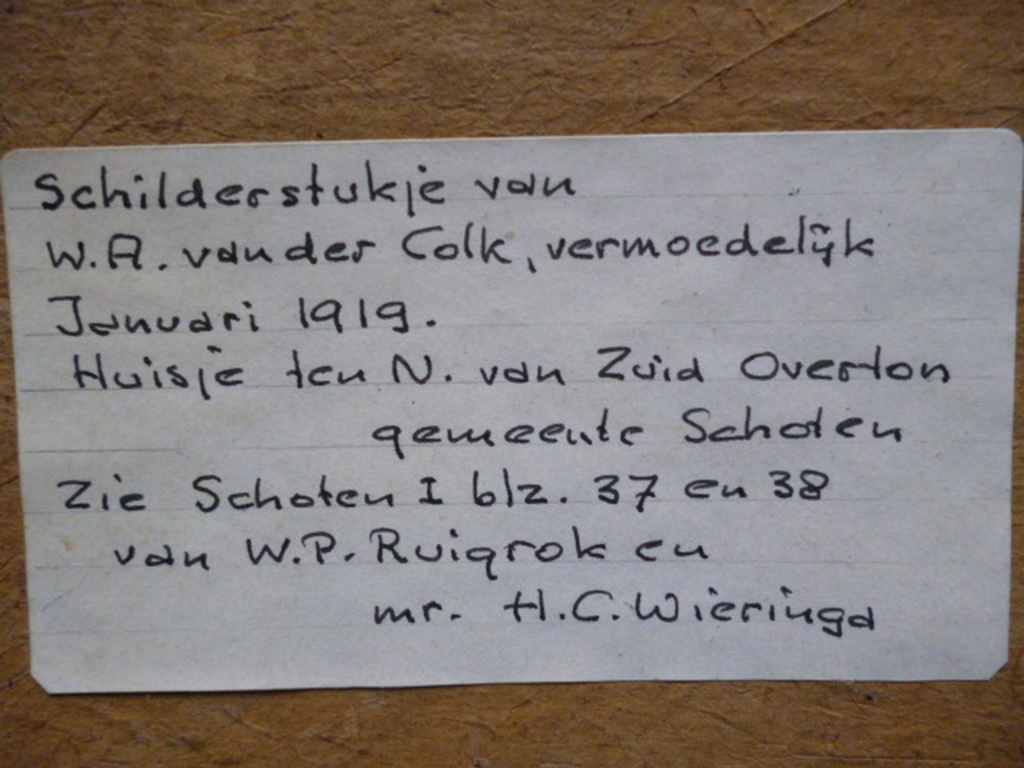 W.A. van der Colk - olieverf - Huisje te Gemeente Schoten kopen? Bied vanaf 125!