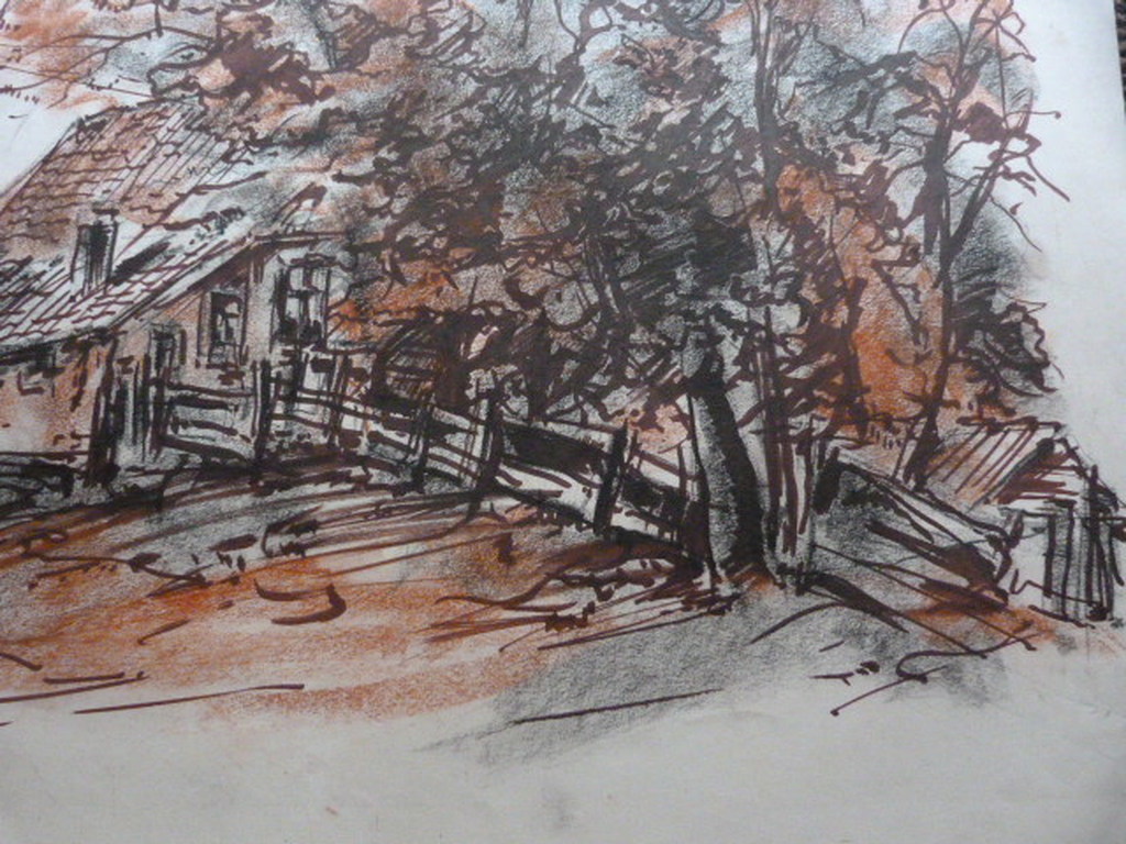 Jobst Heinrich Frese ( 1914 - 1986 ) - aquarel - bomen/huis. kopen? Bied vanaf 1!
