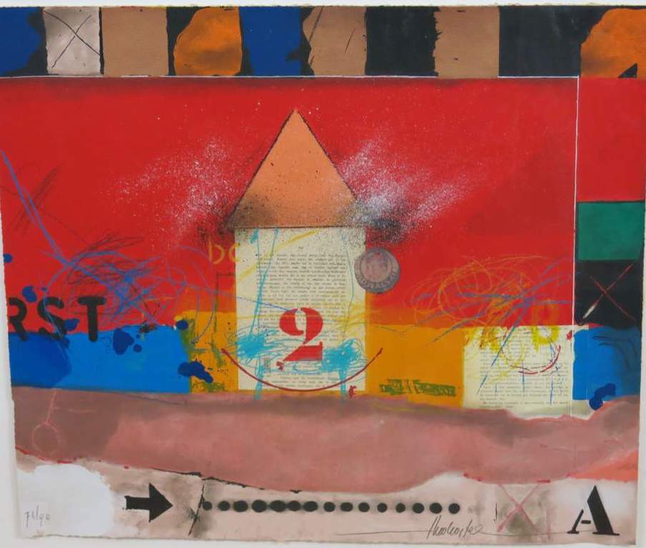 Theo Koster: Gemengde Techniek, Vierkant rood - Ingelijst (mooi!) kopen? Bied vanaf 70!