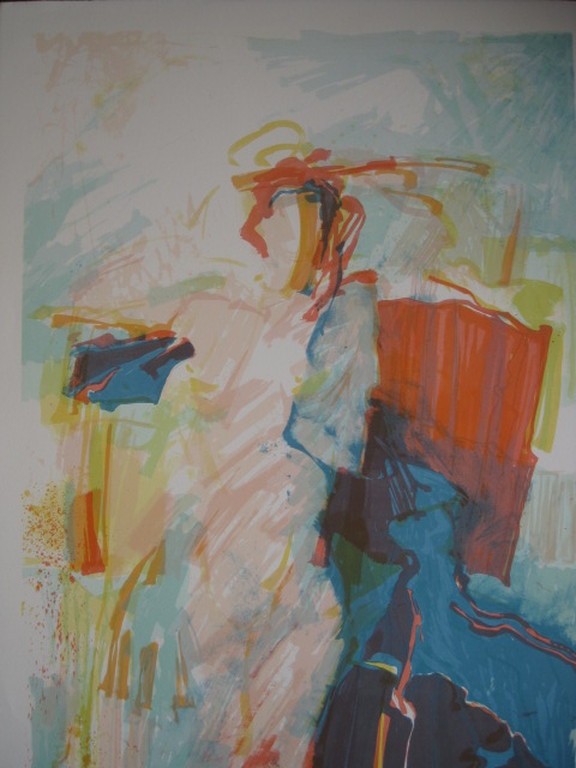 Grote 1987 abstract figuratieve gesigneerde Litho "I" Richard Smeets (1955) verkocht voor € 36!