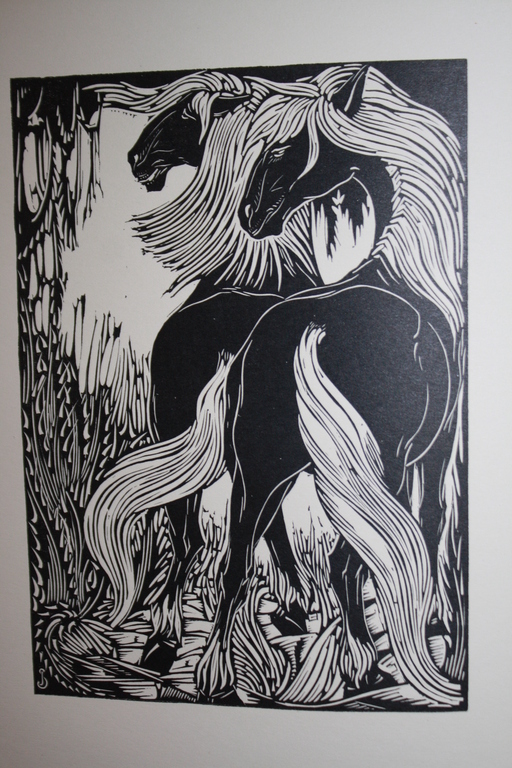 JAN SCHONK - ART DECO HOUTSNEDE 1926 - PAARDEN verkocht voor € 40!