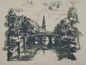 Wilhelm Wagner - Wilhelm Wagner: Lithografie. Amsterdams stadsgezicht, 1921, Oplage 100 ex. kopen? Bied vanaf 30!