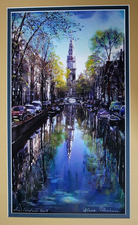 Elena Polyakova: Acrylverf ,  Zuiderkerk in Amsterdam kopen? Bied vanaf 65!