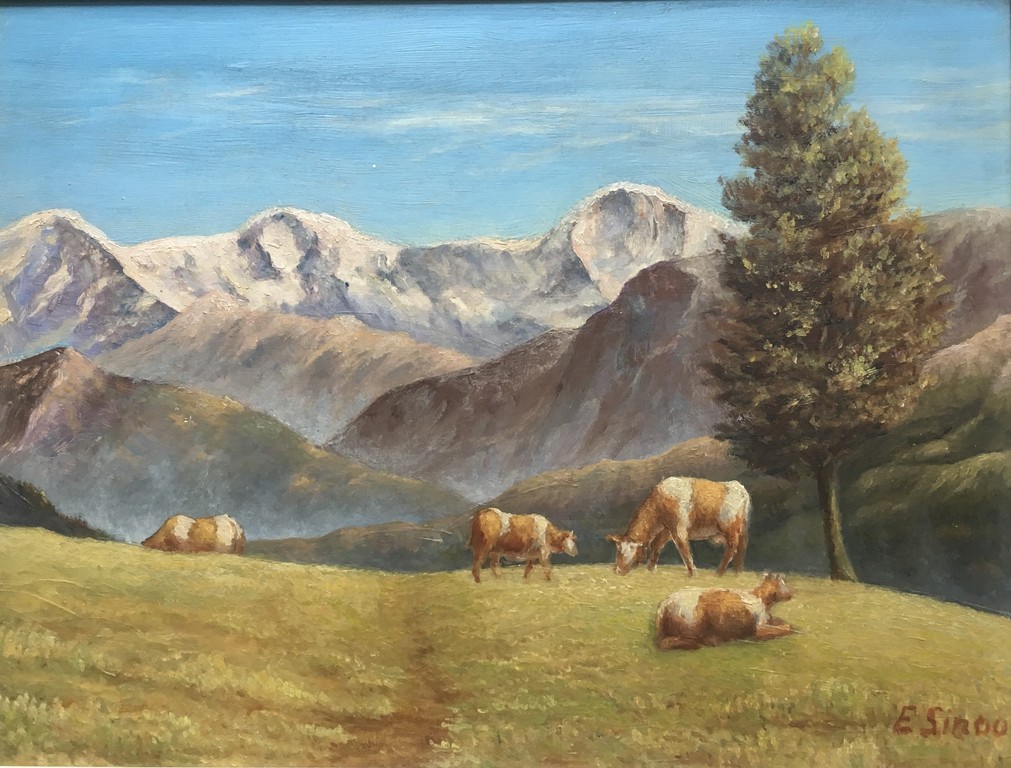 Eimert Sinoo - Olieverf op paneel - Landschap met Vee. kopen? Bied vanaf 1!