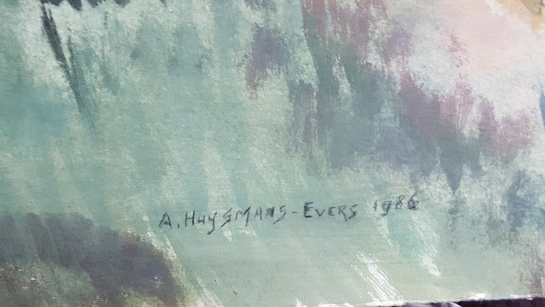 A. Huijsmans-evers: Aquarel, molen in landschap kopen? Bied vanaf 1!