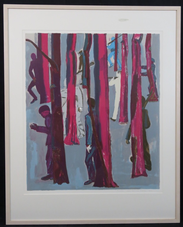 Hans Ebeling Koning: Zeefdruk, Bos rechts - Ingelijst (groot) kopen? Bied vanaf 20!