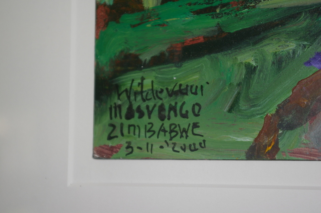 MAYA WILDEVUUR -  Zimbabwe - acryl op papier - 2000 kopen? Bied vanaf 75!