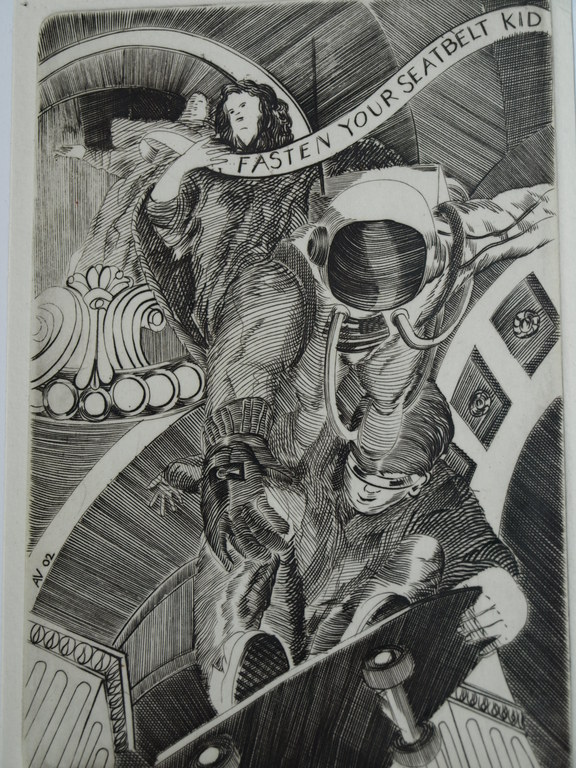 Gesigneerd AV – Ets – Fasten Your Seatbelt Kid – 2002 kopen? Bied vanaf 1!