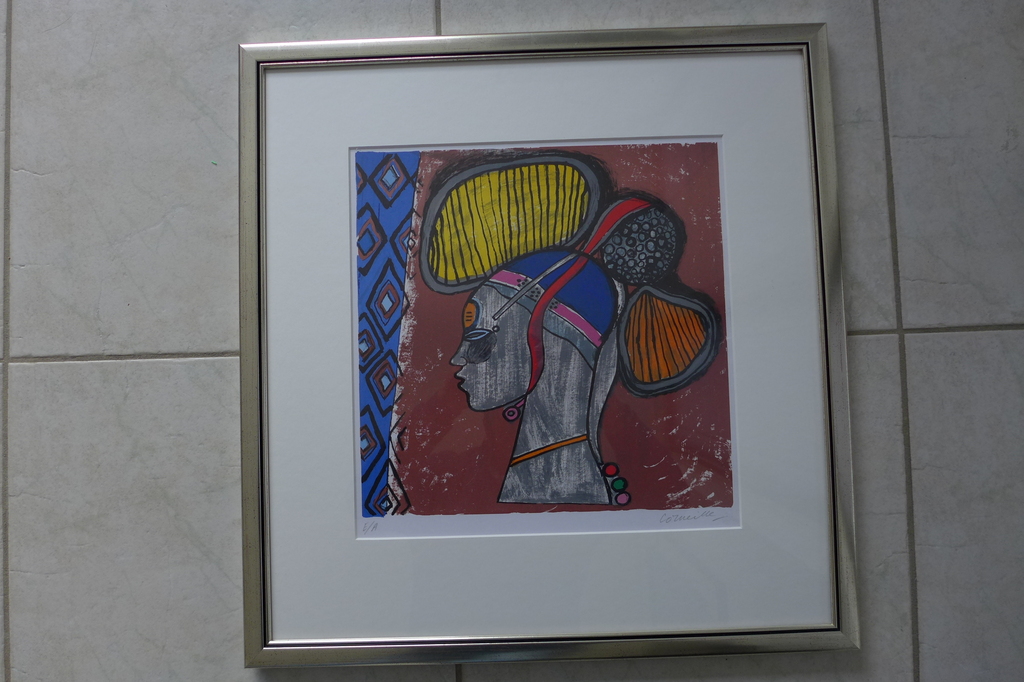 Corneille, Ingelijst litho, Afrikaanse vrouw. verkocht voor € 160!
