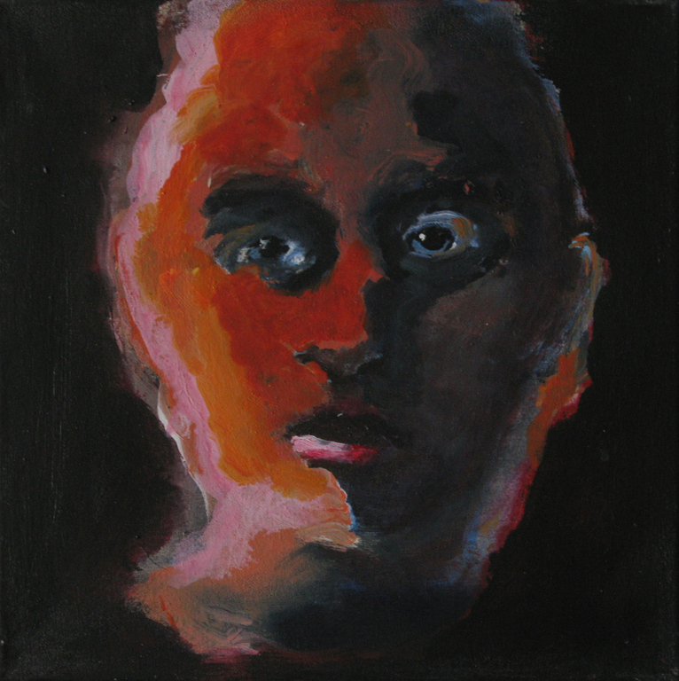 INEZ BULTHUIS (1947) - Head 8 - acryl op doek 2002 verkocht voor € 175!