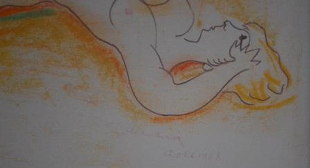 Theo Beerendonk, stoeiende vrouwen, potlood/pastel 25 x 25 - 1968 gesigneerd kopen? Bied vanaf 50!