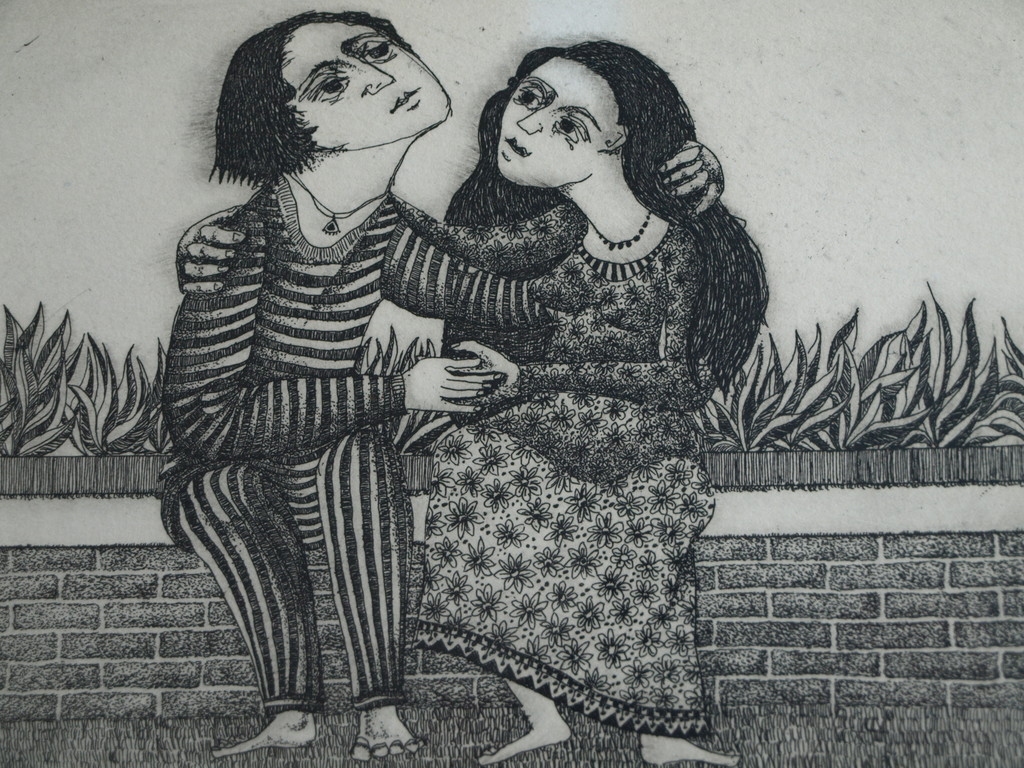 Hans van Draanen: Ets , Liefde - gesigneerd & ingelijst – 1974 – eigen druk kopen? Bied vanaf 1!