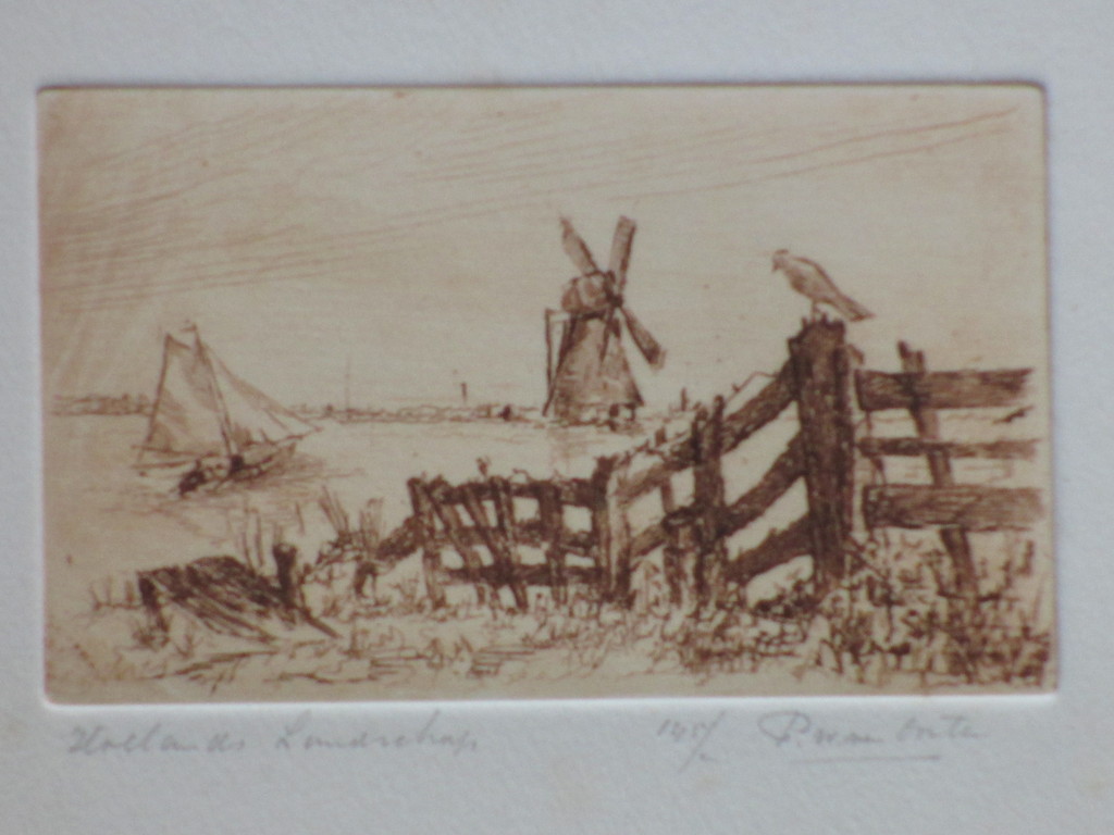 Ond.gesigneerd, Hollands Landschap, Ets in rood kopen? Bied vanaf 1!