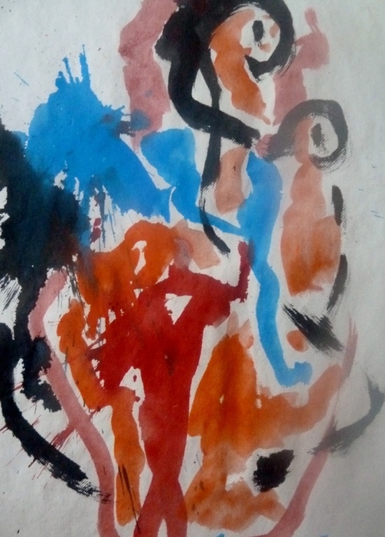 Anton Heyboer, Moeder met kind, groot schilderij op handgeschept papier  kopen? Bied vanaf 345!