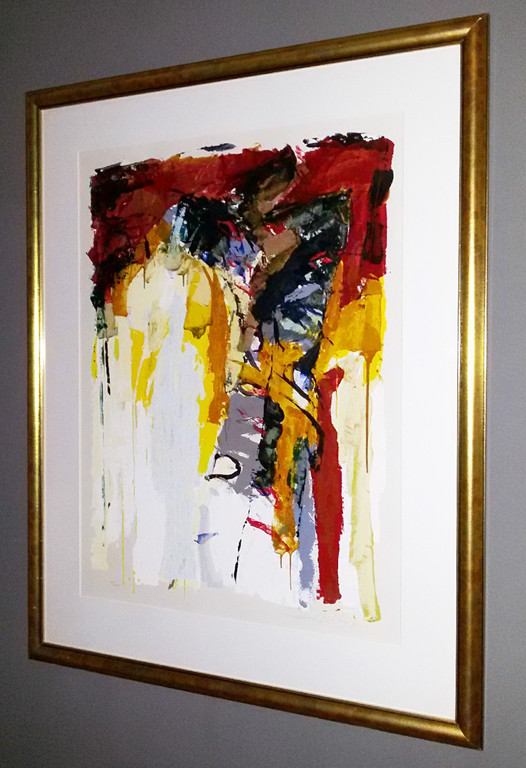 Richard Smeets - Abstracte compositie, zeefdruk (prachtig ingelijst, groot!) kopen? Bied vanaf 225!