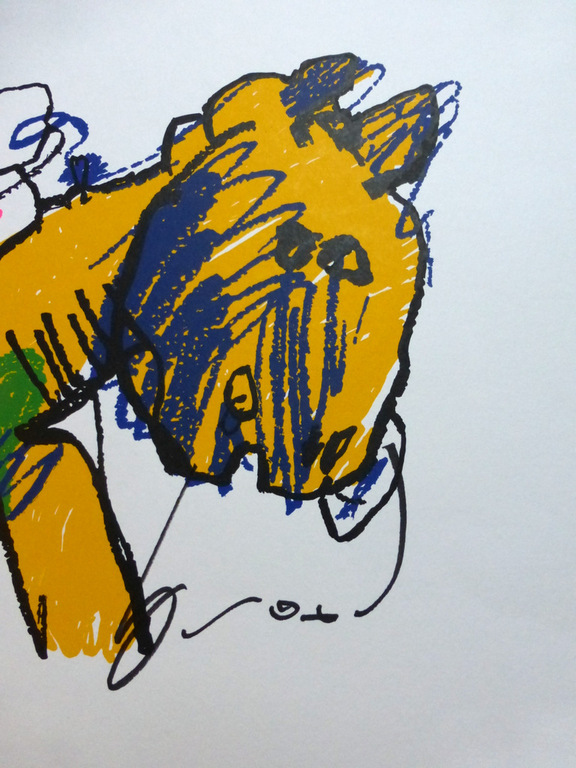 Humoristische handgesigneerde zeefdruk-Man op paard-Herman Brood kopen? Bied vanaf 139!