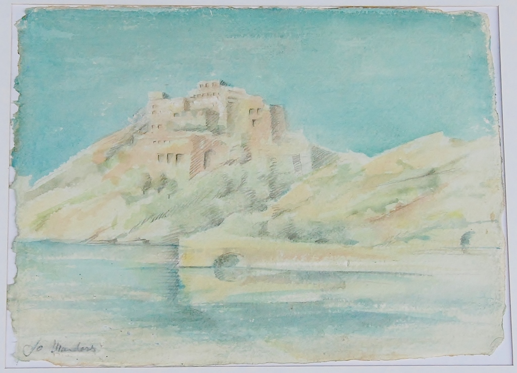 Jo Manders, Aquarel: Dorp in Zuid Spanje kopen? Bied vanaf 40!