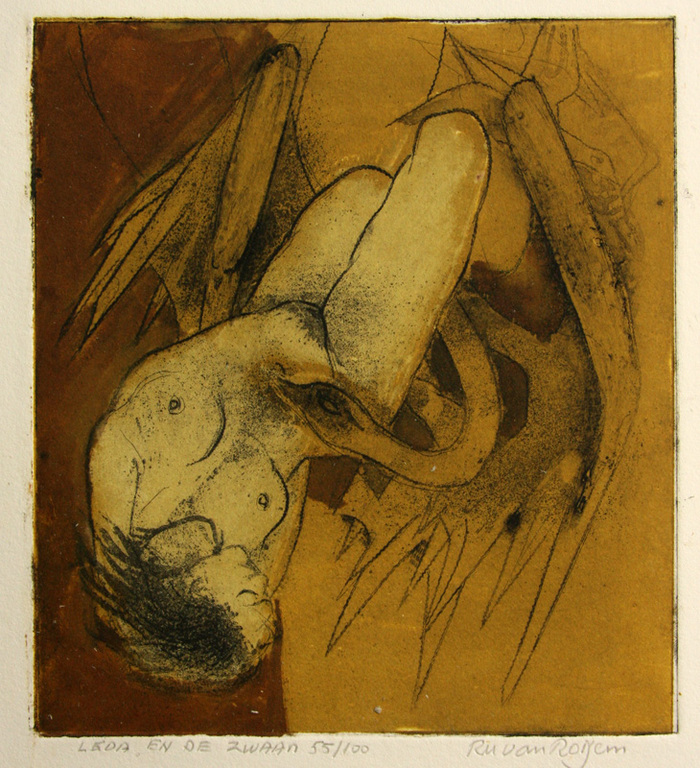 Ru van Rossem, kleurenets, Leda en de Zwaan verkocht voor € 120!