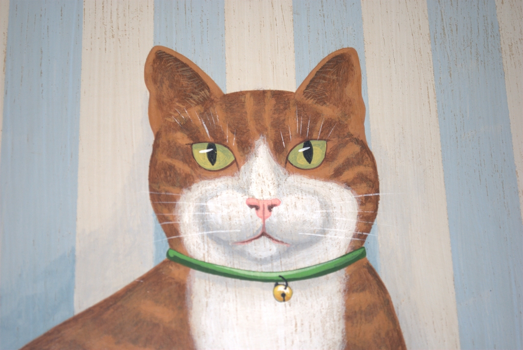 Poserende kater - olieverf op paneel - met monogram kopen? Bied vanaf 150!